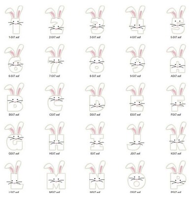 Bunny Letter or Number Easter Sew or Iron on Patch - image3
